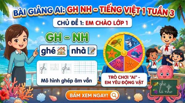 Bài giảng AI Gh Nh - Tiếng Việt 1 tuần 4: Khởi động tiết học bằng chuyến đại dương số cùng AI