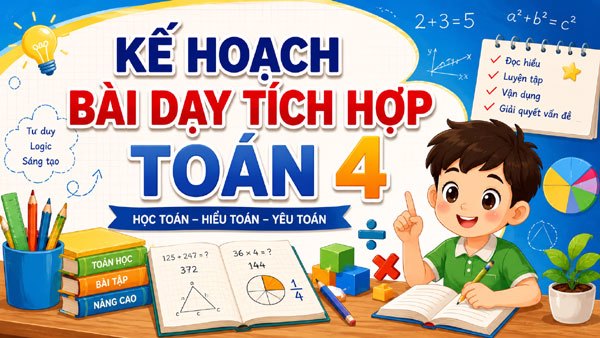 Kế hoạch bài dạy tích hợp Toán 4 phù hợp học sinh, phát triển phẩm chất năng lực